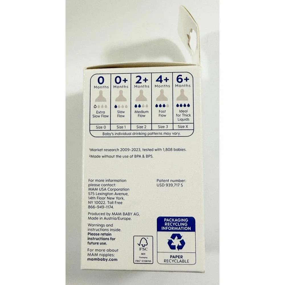 MAM Bottle Nipples Medium Flow Nipple Sizel 2, for 2+ Months (4 Packs of 3)